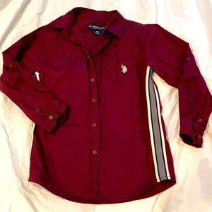 U.S. Polo Assn burgundy collar boys dress shirt